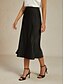 preiswerte Chiffon -Röcke-Damen Rock Elegant Mode Geschäftlich Midi Mittlere Hüfthöhe Röcke Einfach Arbeitskleidung Hochzeitsgast Schwarz Sommer Satin