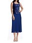 preiswerte Bodenlänge-Kleid-Sets Brautmutterkleid Elegant Einfach Quadrathals Tee-Länge Polyester Dreiviertelarm mit Einfarbig 2025