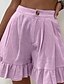 abordables Short en lin et coton-Femmes Short inspiré du lin Shorts Slacks Occasionnel Court Naturel Uni Boucle Confortable Extérieur Vacances Sortir Magenta foncé Vin Bleu ciel clair Noir Été Coupe régulière