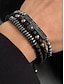 voordelige Heren sieraden-Zwarte kralenarmband voor heren met zilveren accenten - modieuze sieraden voor casual en formele gelegenheden, perfect als cadeau
