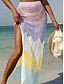baratos Vestidos de Praia-Saia de Maiô Feminina  Cover Up Com Recorte para Férias na Praia Roupas de Banho Ombre Sem Mangas