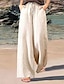 abordables Pantalon uni en coton et lin-Femmes Pantalon en coton et lin Pantalon palazzo Mode Streetwear Confort Longueur complète Taille Moyenne Uni Taille Élastique Confortable Extérieur Rue Tenue quotidienne Sortir Abricot Noir Blanche