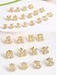 abordables Boucle d&amp;#39;oreille pour femme-Boucles d&#039;oreilles à tige initiales en strass doré - Boucles d&#039;oreilles à lettres scintillantes personnalisées pour femmes, bijoux en cristal étincelants de A à Z, parfaits pour un usage quotidien, un cadeau de remise de diplôme, un cadeau de fête des mèr