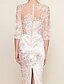 preiswerte Mit Jacke-Zwei-Teile Kleid Sets Kleid der Mutter der Braut Elegantes Illusion Dekolleté Knielang Chiffon Halblangarm mit Paillettenstickerei