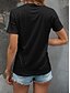abordables T-shirts Femme-T-shirt femme en coton, motif arc-en-ciel, vintage, élégant, classique, manches courtes, col rond, imprimé quotidien, noir, blanc, gris, été, printemps