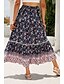 baratos Saias gráficas-Mulheres Saia Bohemia Casual Boho Longo Cintura Média Saias Floral Imprimir Micro-Elástica Férias Rua Amêndoa Vermelho Azul Laranja Verão Raiom
