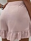 abordables Short en lin et coton-Femmes Short inspiré du lin Shorts Slacks Occasionnel Court Naturel Uni Boucle Confortable Extérieur Vacances Sortir Magenta foncé Vin Bleu ciel clair Noir Été Coupe régulière