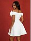 baratos Vestidos Brancos Curtos-Vestidos de Noiva A-Line Ombro Descoberto Sem Mangas Curto  Mini Vestidos de Noiva Satin com Cor Sólida
