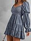 preiswerte Ausgefallene Kleider-Damen Minikleid Blumenkleid Boho-Kleid Druckkleid Westernkleid Klassisch Modern Outdoor Urlaub Ferien Normale Passform Blume Langarm Schulterfrei Blau Braun Grün Aprikose Sommer