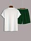 cheap Men's Printed Tees sets-Men's Text / Number 2pcs Tees sets Summer Tops Short Sleeve Short Pants Crew Neck Athleisure Sport Casual Daily Crewneck Summer Black White Green