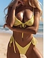 abordables Ensemble de bikinis-Maillots de bain pour femmes Bikini 2 pièces Maillot de bain thong Dos nu Slim Mode de vacances Couleur unie Col en V Sans manches Maillots de bain