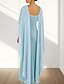 billige Semi-formell / Cocktail-Sjøfrue  Trumpe Bryllupsgjest Kjoler Elegant Kjole Bryllupsgjest Forlovelse Gulvlengde Uten Ermer Rund Hals Chiffon med Volanger
