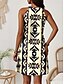 baratos Vestidos Boho-Mulheres Minivestido Vestido de verão Férias Casual Diário Normal Gráfico Geométrica Sem Manga Halter pescoço Rosa Azul Bege Verão