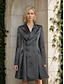 cheap Tea Length-A-Line Mother of the Bride Dress Tuxedo Dress Wedding Guest Dress Elegant Simple Luxurious Blazer Lapel Neck Knee Length Satin Long Sleeve with Pleats and Pockets