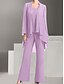 voordelige Onder 129,99 $-Pantsuit Moeder van de Bruid Jurk Bruiloft Gast Elegante Eenvoudige Jewel Hals Vloerlengte Chiffon Lange Mouw met Effen Kleur