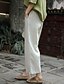 preiswerte Schlichte Hose aus Baumwollleinen-Damen Weites Bein Hose aus Baumwollleinen Hosen Hose Urlaub Mode Knöchellang Mittlere Taille Einfach Elastischer Bund Atmungsaktiv Bequem Mikroelastisch Straße Alltagskleidung Ausgehen Schwarz Beige