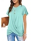 ieftine tricou simplu-Tricou de Femei Color Solid Simplu Clasic Modern Casual Mâneci Scurte Decolteu Rotund Topuri Zilnice Weekend Negru Alb Verde Deschis Roz Albastru Vară