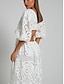 abordables Robes de cocktail-Robes A-Ligne Jaune Beurre Robe en Dentelle Brodée Mariage Invité de Mariage Longueur Maxi Manches Mi-Longues Col V Dentelle Sans Dos