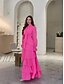economico Matrimonio Informale / Di Giorno-Abiti da quinceanera a A abito elegante cerimonia di nozze lunghezza a terra maniche lunghe collo alto chiffon con volant