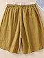 abordables Short en lin et coton-Femmes Short en coton et lin Shorts Slacks Occasionnel Longueur Genou Naturel Uni Avec Poches Conception à cordon élastique Confortable Extérieur Extérieur Rue Abricot Noir Jaune Vert Été Coupe