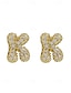 abordables Boucle d&amp;#39;oreille pour femme-Boucles d&#039;oreilles à tige initiales en strass doré - Boucles d&#039;oreilles à lettres scintillantes personnalisées pour femmes, bijoux en cristal étincelants de A à Z, parfaits pour un usage quotidien, un cadeau de remise de diplôme, un cadeau de fête des mèr