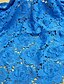 cheap Cocktail Dresses-Yellow Blue Column Cocktail Elegant Embroidered Dress Formal Wedding Ankle Length Short Sleeve Stand Collar Lace with Slit