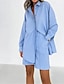 economico Set in cotone e lino-Per donna Moda Streetwear Set di biancheria in cotone Set da due pezzi Set di Pantaloncini Manica Lunga Colletto a Camicia Semplice Abbigliamento quotidiano Data Rosa Blu Estate Vestibilità regolare
