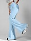 preiswerte Hose-Damen Schlaghose Stoffhosen Hosen Hose Streetwear Lässig Volle Länge Natürliche Taille Einfach Elastisches Kordelzugdesign Außenbereich Bequem Urlaub Ausgehen Hellhimmelblau Hellgrün Rosa Hellgrau