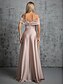 billige Brudepigekjoler-A-Line Brudepigekjole Off Shoulder Ærmeløs Elegant Gulvlængde Taffeta med Ensfarvet