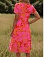preiswerte Blumenkleid-Damen Minikleid T-Shirt-Kleid Sommerkleid A Linie Kleid Urlaub Lässig Strand Täglich Strand Lässiger Schnitt Ombre Blumen Grafik Kurzarm Rundhalsausschnitt Rote Blau Himmelblau Grün Sommer Frühling