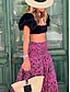 preiswerte Grafische Röcke-Damenrock Maxirock A-Linie Swing Bohemia Legere Maxirocken Hochtaillierte Blumen Taschenmuster Mikro-elastisch Straße Alltag Rosa Fuchsia Sommer Polyester Baumwollmischung