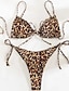 abordables Ensemble de bikinis-Femmes Maillots de Bain Bikini 2 pièces Maillot de bain Dos nu Tropical Tenues de plage Léopard Col en U Sans manches Maillots de bain