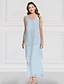 economico Set di abiti per la mamma-Due Pezzi Linea ad A Set di Abiti Lunghezza alla caviglia Abito da invitata a nozze Abito da cerimonia per signora Manica Lunga Girocollo Elegante Formale Ospite di nozze Chiesa Chiffon Abiti con
