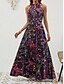 abordables Vestidos Boho-Mujer Vestido maxi Vestido de una línea Vestido con hombros descubiertos Vacaciones Casual Boho Exterior Noche Ajuste regular Graphic Cachemir Sin Mangas Cuello halter Azul Piscina Morado Marrón