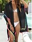 abordables Robes de plage-Maillots de bain pour femmes robe de couverture maillot de bain à ourlet à franges vacances plage vêtements couleur unie à col en V manches courtes maillots de bain