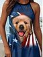 ieftine Animalele se îmbracă-cățeluș patriotic golden retriever de vincent hie rochie mini damă rochie linie rochie de vară vacanță ocazională plajă zilnic potrivire obișnuită fără mâneci gât halter albastru