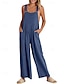 billige formelle jumpsuits-dame normal dungarees jumpsuit streetwear ensfarvet ærmeløs u-hals lomme gade daglig normal pasform sort gul lysegrøn sommer