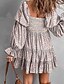 preiswerte Ausgefallene Kleider-Damen Minikleid Blumenkleid Boho-Kleid Druckkleid Westernkleid Klassisch Modern Outdoor Urlaub Ferien Normale Passform Blume Langarm Schulterfrei Blau Braun Grün Aprikose Sommer