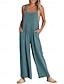 billige formelle jumpsuits-dame normal dungarees jumpsuit streetwear ensfarvet ærmeløs u-hals lomme gade daglig normal pasform sort gul lysegrøn sommer