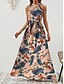 abordables Vestidos Boho-Mujer Vestido maxi Vestido de una línea Vestido con hombros descubiertos Vacaciones Casual Boho Exterior Noche Ajuste regular Graphic Cachemir Sin Mangas Cuello halter Azul Piscina Morado Marrón