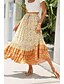 baratos Saias gráficas-Mulheres Saia Bohemia Casual Boho Longo Cintura Média Saias Floral Imprimir Micro-Elástica Férias Rua Amêndoa Vermelho Azul Laranja Verão Raiom