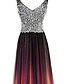 baratos Vestidos Baile Formatura-Vestidos A-Line Quinceanera Vestido Elegante Performance Convidada de Casamento Comprimento do Chão Sem Mangas Decote em V Chiffon Costas Nu com Plissado Beading