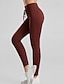 voordelige Yoga leggings en panty&#039;s-Dames Yogabroek Yoga legging Trekkoord Elastische tailleband Geribd Buikcontrole Billenlift Yoga Sportschooltraining Pilates Broeken Zwart Wit Marine Blauw Herfst Sport Sportkleding Rekbaar Slank