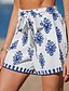 billiga Grafiska shorts-Dam Shorts Beach Shorts Säckiga Shorts Mode Boho Kort Medium Midja Mönster Elastisk midja Andningsfunktion Bekväm Gata Dagliga kläder Utekväll Vit Blå Sommar Normal