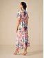 abordables Vestido Floral-Mujer Vestido maxi Vestido tubo Elegante Fiesta Boda Ajuste regular Graphic Manga Corta Escote en Pico Rosa