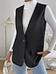 abordables Chaleco-Mujer Chaleco Cómodo Botones Moda Exterior Casual Plano Exterior Diario Noche Botonadura Simple Regular Escote en V Profunda Ajuste regular Sin Mangas Ropa de calle Negro Albaricoque Verano Primavera