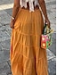 ieftine Fuste simple-Fustă Maxi pentru femei Fustă A Line Culoare solidă Fashion Casual Maxi Fuste Talie înaltă Simplă Pachet Print Micro-elastic Stradal Zilnic Negru Alb Portocaliu Verde Vară Poliester Bumbac Mix