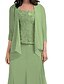preiswerte Bodenlänge-Kleid-Sets Brautmutterkleid Elegant Einfach Quadrathals Tee-Länge Polyester Dreiviertelarm mit Einfarbig 2025