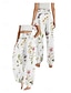 preiswerte Hose aus Baumwollleinen mit Grafik-Damen Leinen-inspirierte Hosen Weites Bein Hosen Hose Ethno-Stil Lässig Boho Volle Länge Hohe Taille Blumen Tasche Elastischer Bund Drucken Atmungsaktivität Weich Mikroelastisch Outdoor Yoga Wei