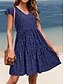 abordables Robes fleuries-Femmes Mini Robe Robe trapèze Occasionnel Extérieur Sortir Plage Coupe Standard Fleuri Graphique Manche Courte Col en V Noir Rouge bleu marine Vert Été